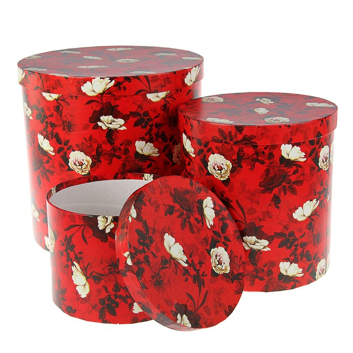 Набор коробок 3в1 "Белый шиповник", 30 х 30 х 30 - 20 х 20 х 15 см