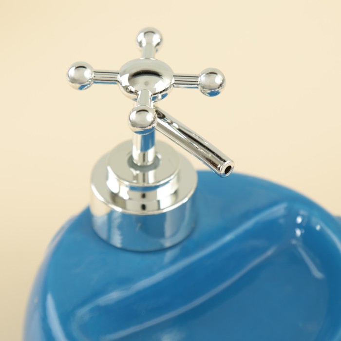 Дозатор для моющего средства 400 мл "Версаль", с губкой, цвет синий