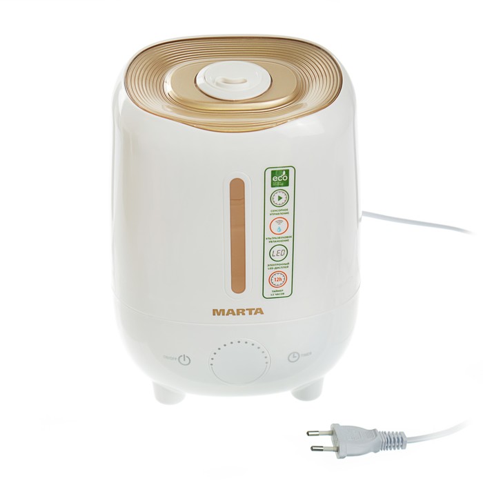 Увлажнитель воздуха MARTA MT-2686, ультразвук., 2.5 л, 20 Вт, таймер/темп., светлый янтарь