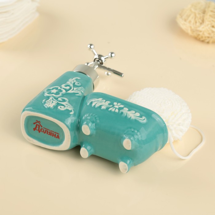 Дозатор для моющего средства 200 мл "Авиньон", с губкой, цвет бирюзовый