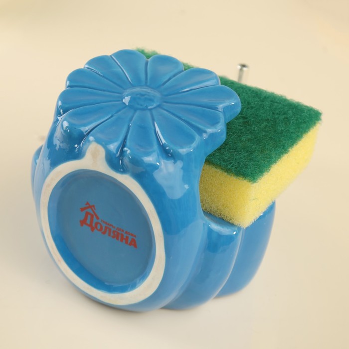 Дозатор для моющего средства 370 мл "Холо", с губкой, цвет синий