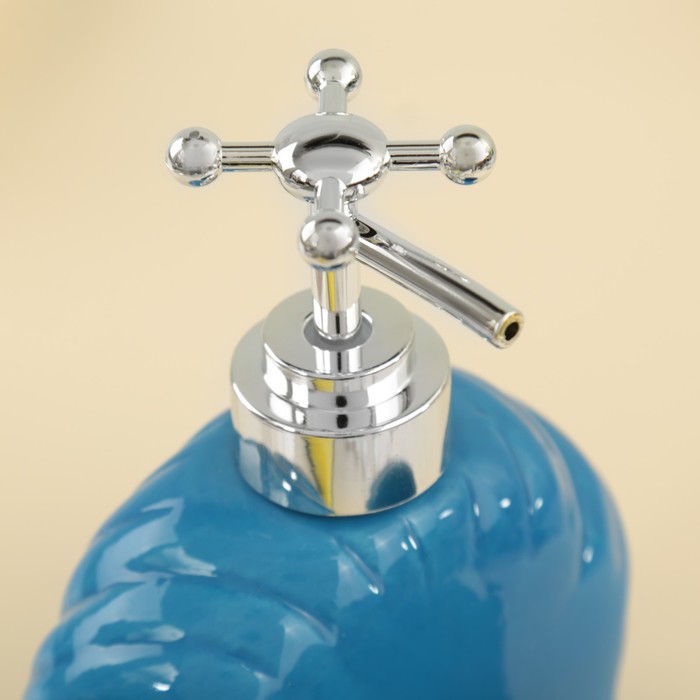 Дозатор для моющего средства 400 мл "Ракушка", с губкой, цвет синий