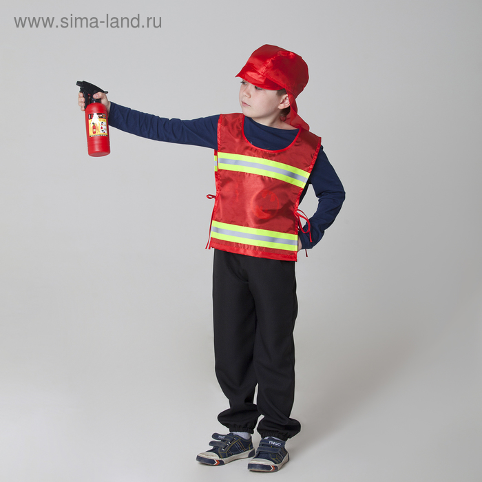 фото Костюм детский "пожарный" со светоотражающими полосами: жилет, головной убор, рост 134-146 см страна карнавалия
