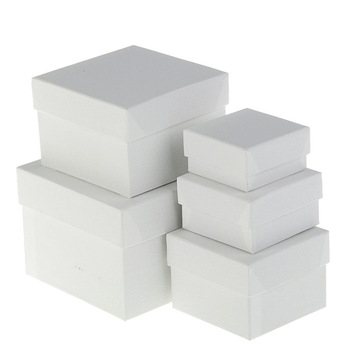 Набор коробок 5в1 "Белая штукатурка", с тиснением, 12 х 12 х 9 - 6 х 6 х 3 см