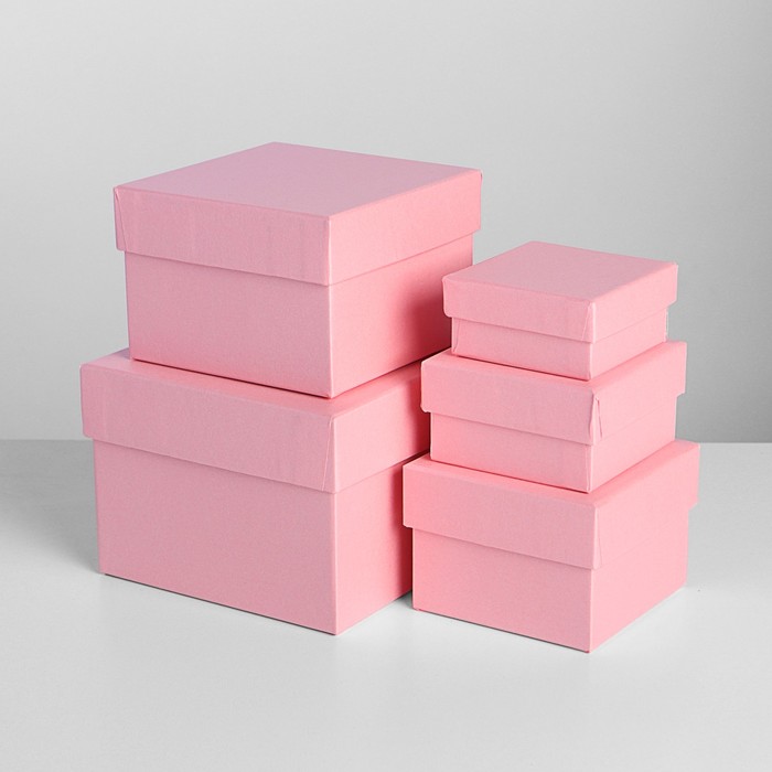 Набор коробок 5в1 "Розовая сетка", с тиснением, 12 х 12 х 9 - 6 х 6 х 3 см