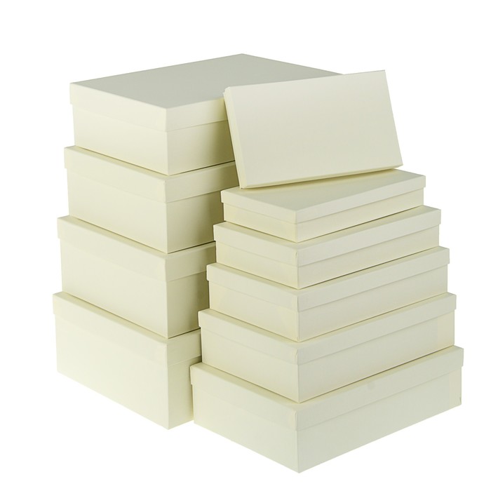 Набор коробок 10в1 "Сливочный холст", с тиснением, 36,5 х 26,5 х 12 - 23 х 13 х 3 см