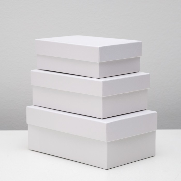 Набор коробок 3в1 "Белый жемчуг", однотонные, 19 х 12 х 7,5 - 15 х 10 х 5 см