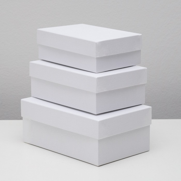 Набор коробок 3в1 "Белая штукатурка", с тиснением, 19 х 12 х 7,5 - 15 х 10 х 5 см