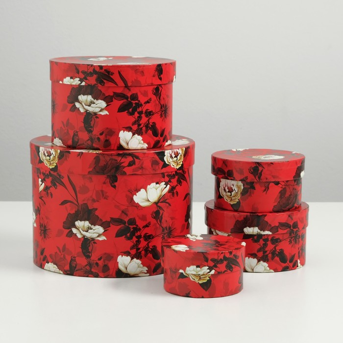 Набор коробок 5в1 "Белый шиповник" 19 х 19 х 13 - 9 х 9 х 5 см