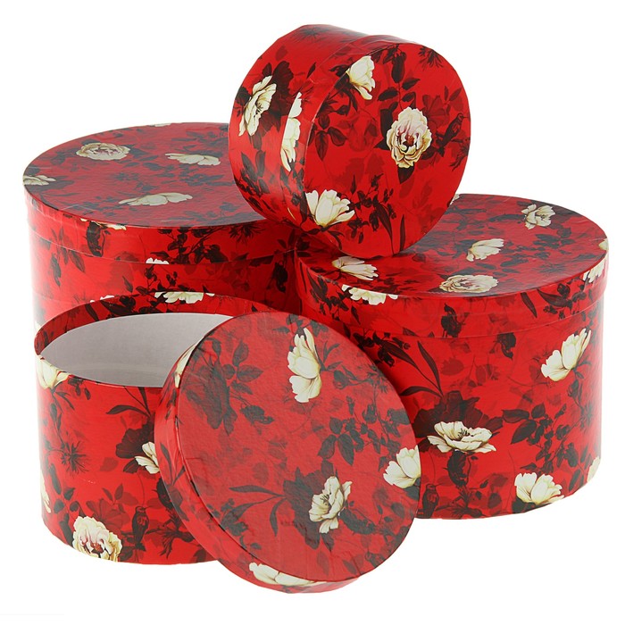 Набор коробок 4в1 "Белый шиповник" 23 х 23 х 16 - 13,5 х 13,5 х 8 см