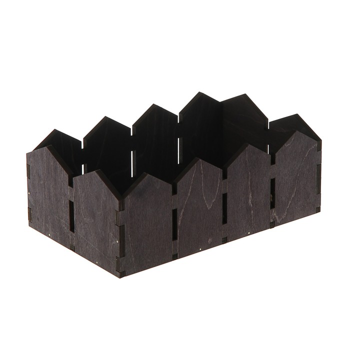 Кашпо флористическое "Заборчик", эбеновое дерево, 23,5 х 14,5 х 9 см