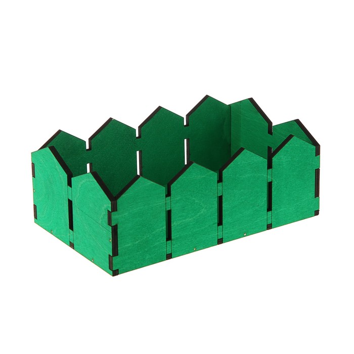 Кашпо флористическое "Заборчик", зелёный, 23,5 х 14,5 х 9 см