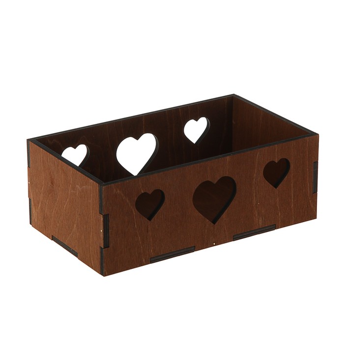 Кашпо флористическое, "Сердца", палисандр, 24,5 х 14,5 х 9 см