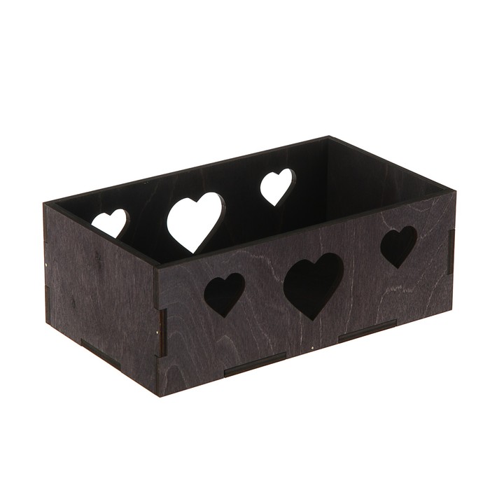 Кашпо флористическое, "Сердца", эбеновое дерево, 24,5 х 14,5 х 9 см