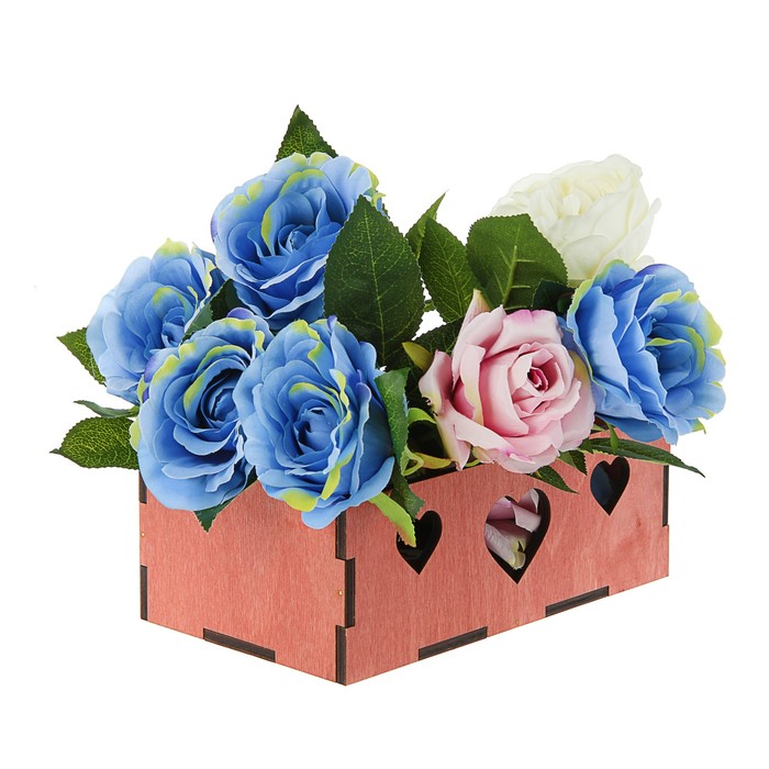 Кашпо флористическое, "Сердца", эбеновое дерево, 24,5 х 14,5 х 9 см