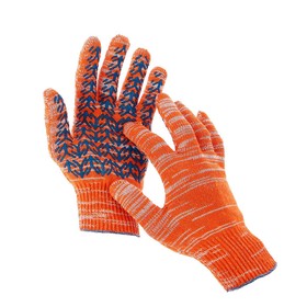 Перчатки, х/б, вязка 10 класс, 5 нитей, размер 10, с ПВХ протектором, оранжевые, «Ёлочка»