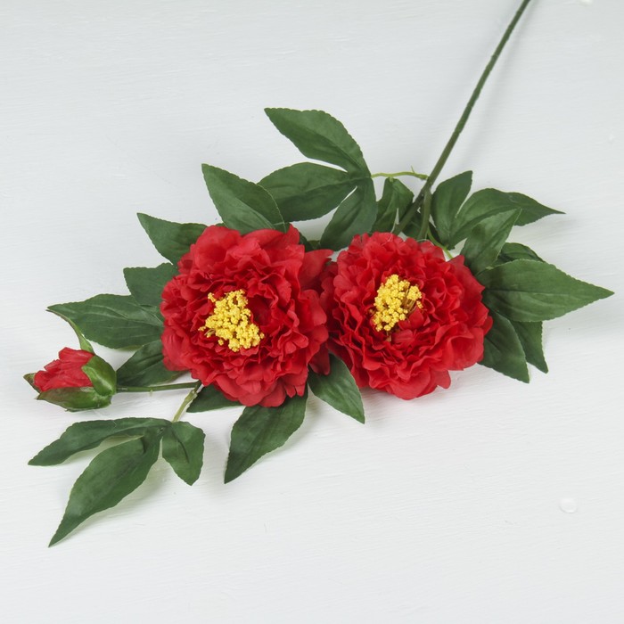 Цветок искусственный "Садовый пион" 11*70см, красный