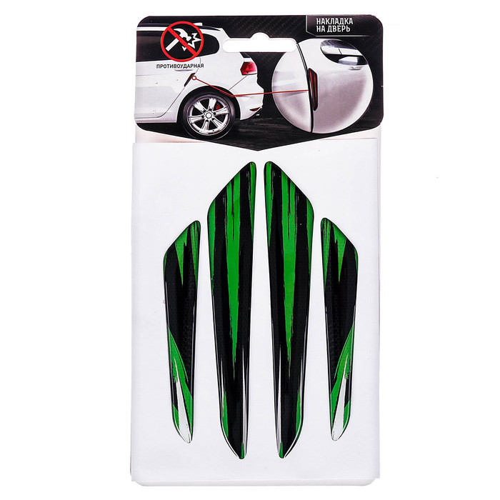Накладка на дверь автомобиля защитная "Зеленый", 4 шт.