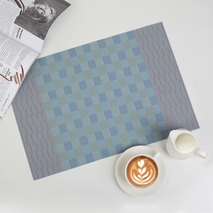 Салфетка кухонная "Шахматы" 45,5х30 см, цвет сине-зеленый