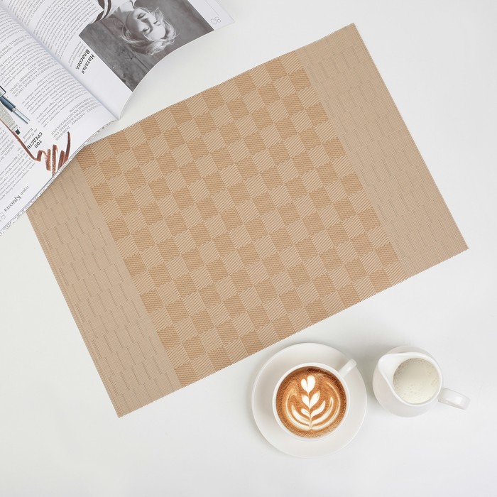 Салфетка кухонная "Шахматы" 45,5х30 см, цвет бежевый