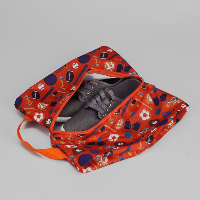 7932/Д Сумка для обуви, 28*9*35, 1 отд на молнии, оранжевые/кеды