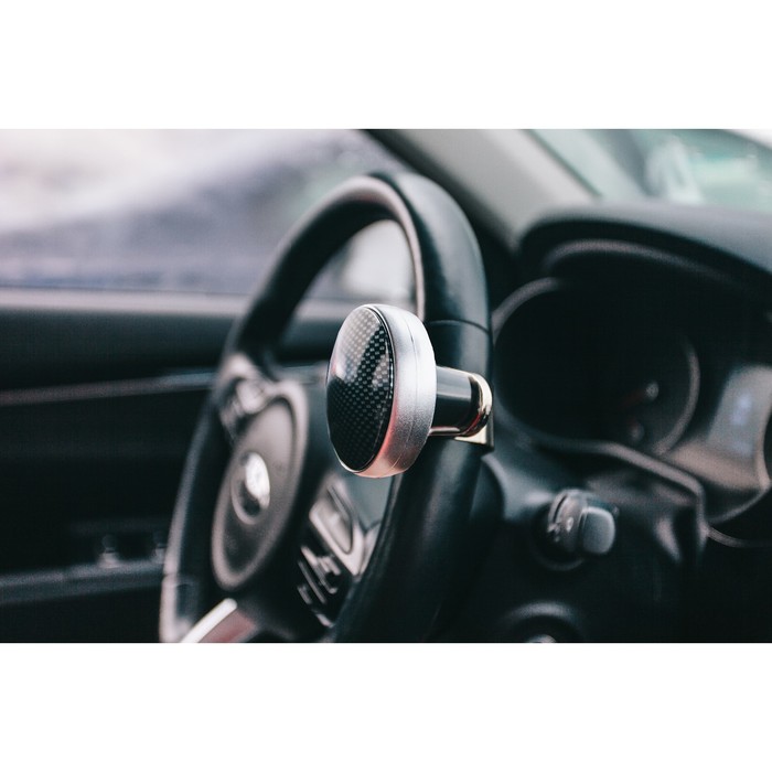 Ручка на руль, металл крепление, серебро-карбон