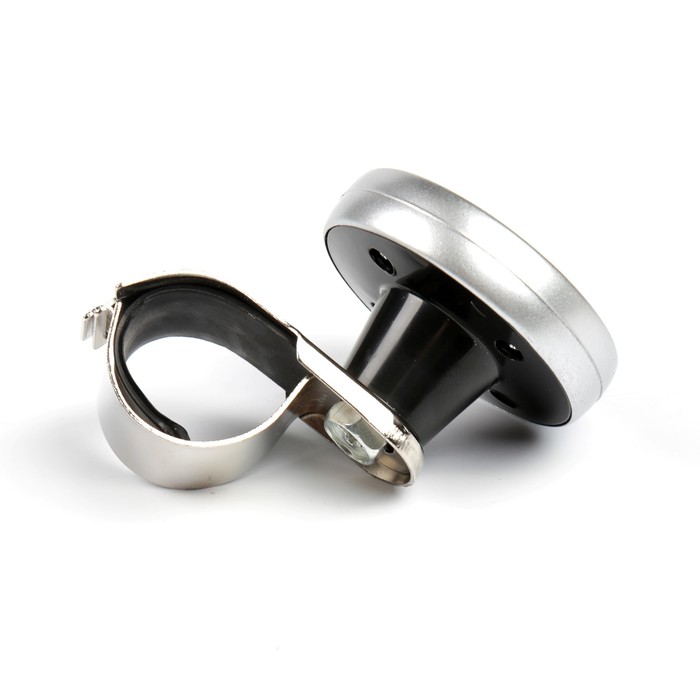 Ручка на руль, металл крепление, серебро-карбон