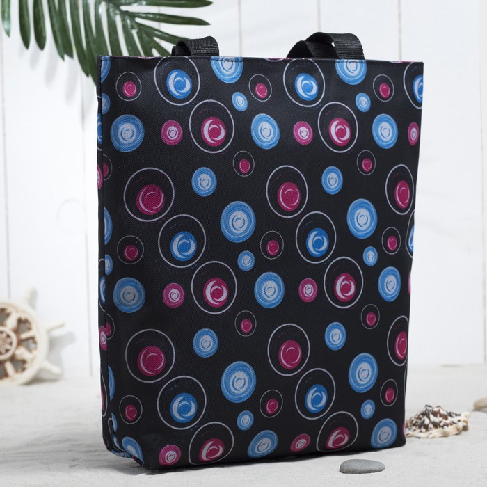 Сумка летняя, с косметичкой, отдел на молнии, принт чёрный/пузыри