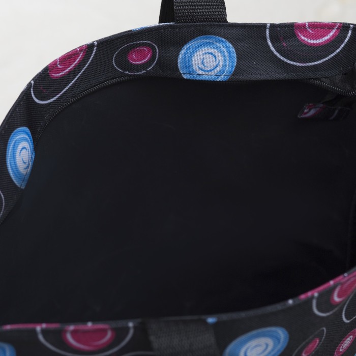 Сумка летняя, с косметичкой, отдел на молнии, принт чёрный/пузыри