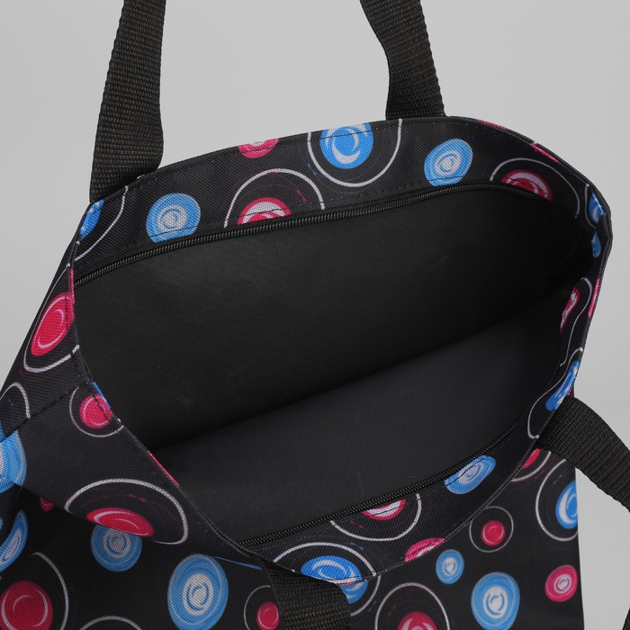 Сумка летняя, с косметичкой, отдел на молнии, принт чёрный/пузыри