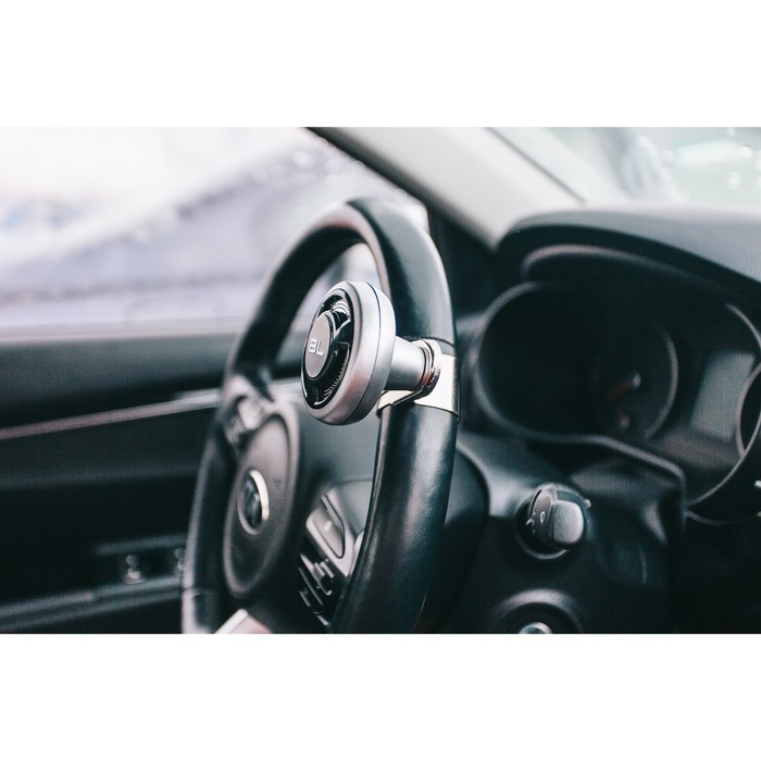 Ручка на руль, металл крепление, серебро - черный, хром вставки