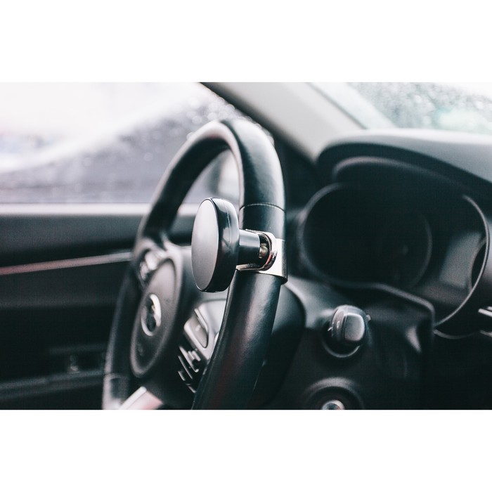 Ручка на руль, металл крепление, черный - серебро