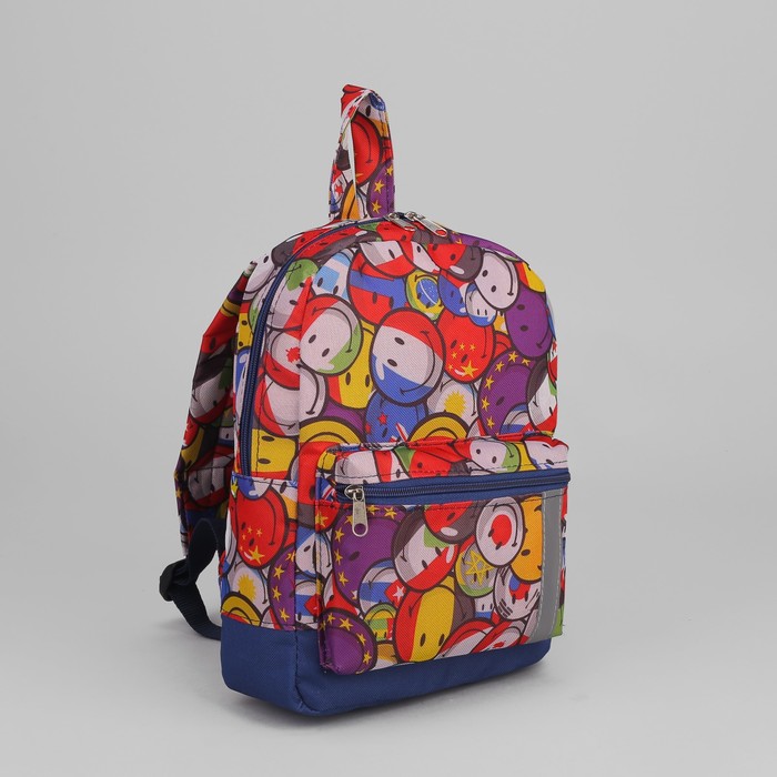 4818 П-600/Д Рюкзак дет, 21*11*29см, отд на молнии, н/карман, красный/синий/шары