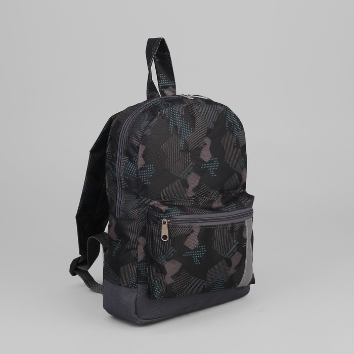 4818 П-600/Д Рюкзак дет, 21*11*29см, отд на молнии, н/карман, черный/серый/ромб
