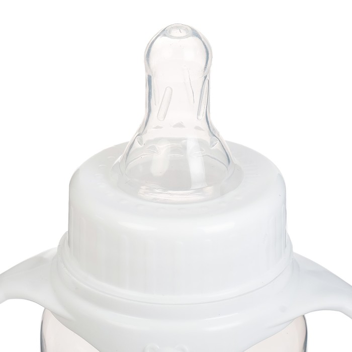 Бутылочка для кормления детская классическая, с ручками, 150 мл, от 0 мес., цвет белый