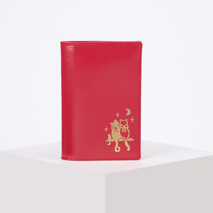 Обложка для паспорта "Коты", шик, цвет розовый