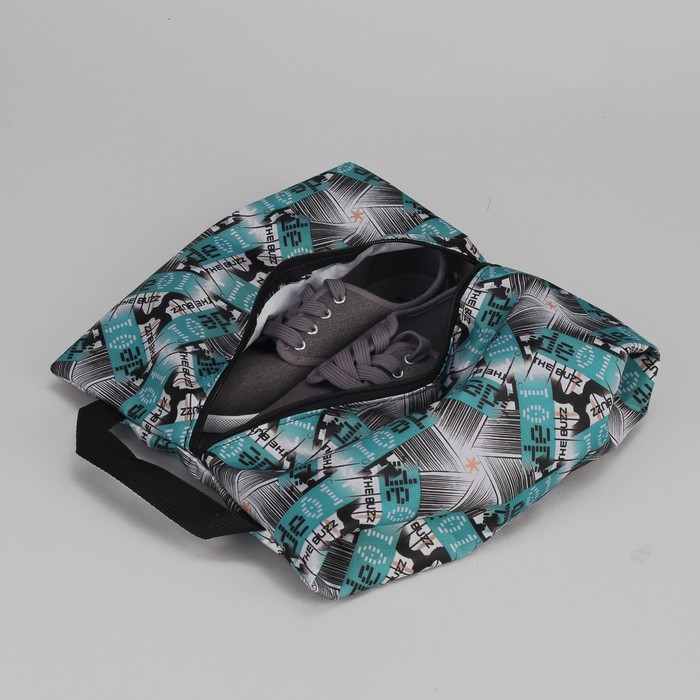 Сумка для обуви «Цифры», 1 отдел на молнии, цвет чёрный/зелёный