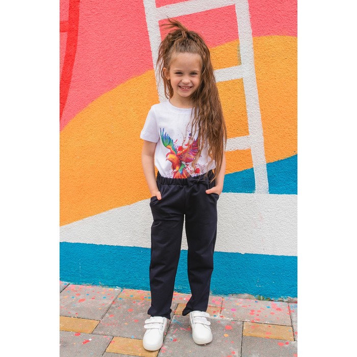 Брюки для девочки MINAKU "Бантик", рост 134-140 см, цвет синий