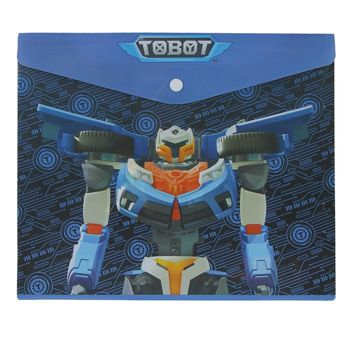 Папка-конверт на кнопке 180 мкм Tobot, для тетрадей, пластиковая