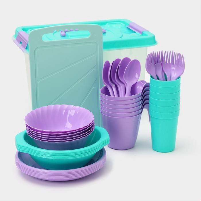 Набор посуды для пикника на 6 персон «Все за стол», 38 предметов