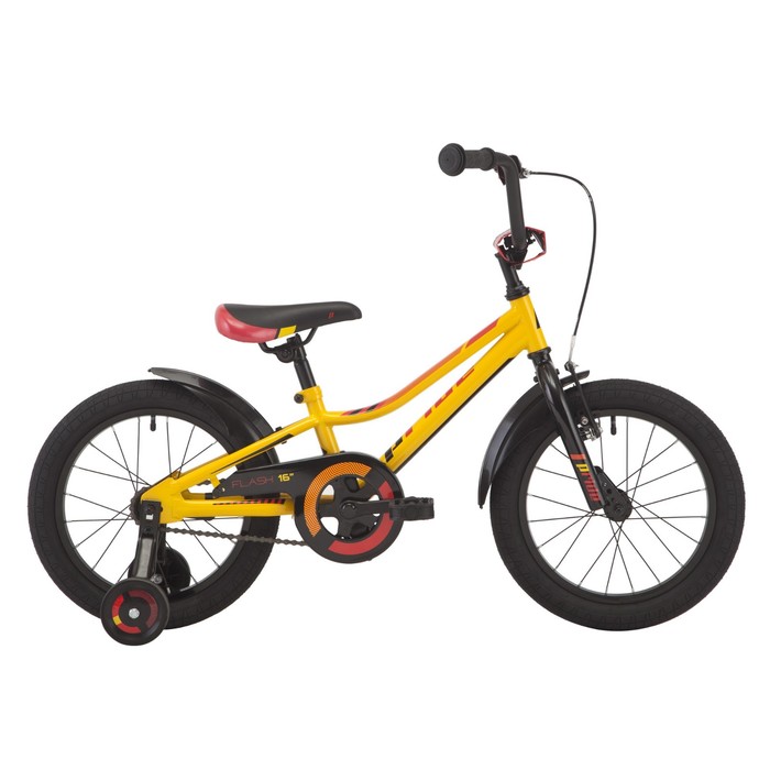Велосипед 16" Pride Flash, 2018, цвет желтый/красный/черный