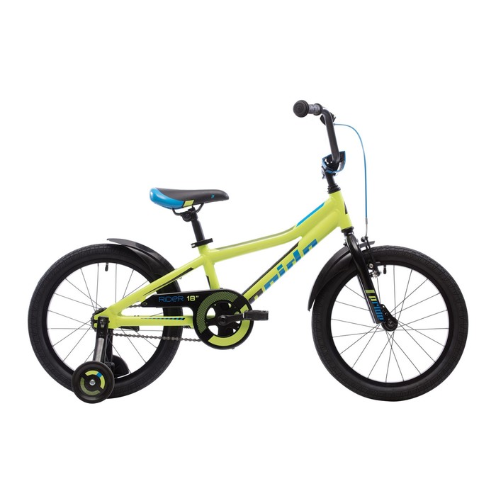 Велосипед 18" Pride Rider, 2018, цвет лайм/голубой/черный
