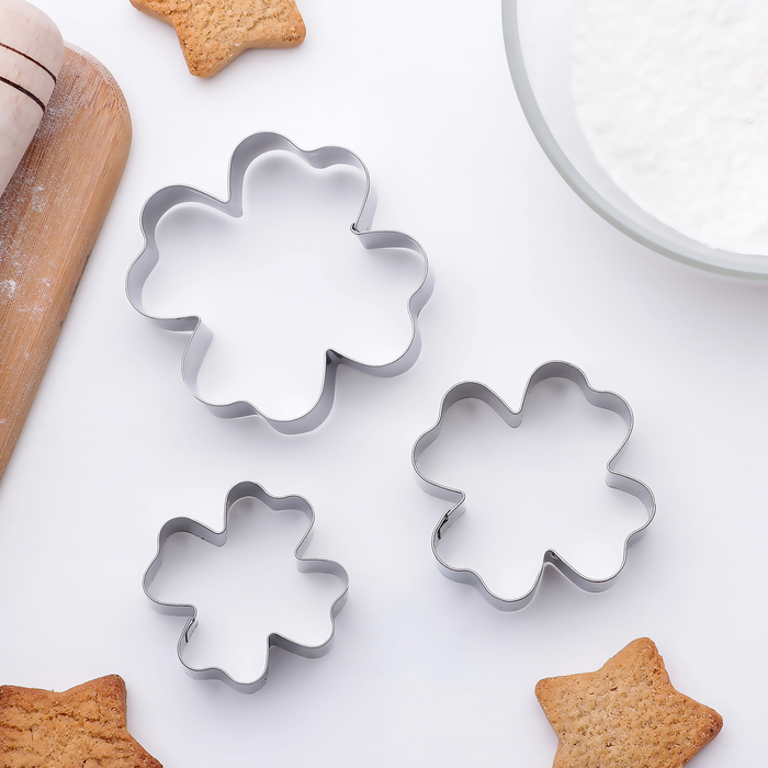 Набор форм для вырезания печенья "Клевер" 6,5x6,5 см, 3 шт