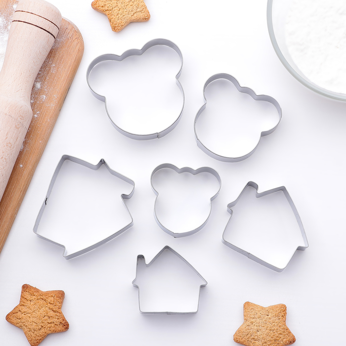 Набор форм для вырезания печенья "Мишка,домик" 7x13 см, 6 шт