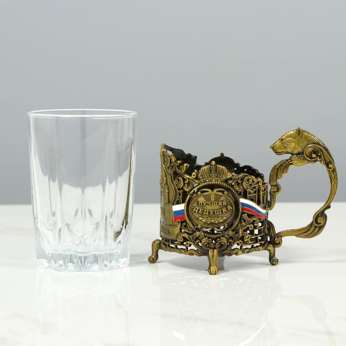 Подстаканник со стаканом "Лучший дедушка"