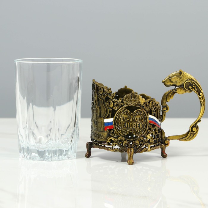 Подстаканник со стаканом "Уважаемый человек"