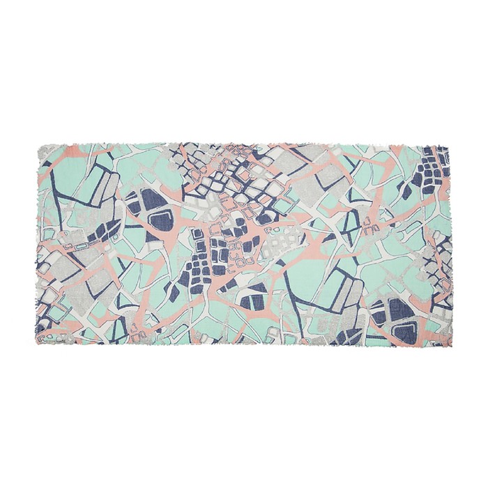 Палантин текстильный PC3918_90 цвет бирюзовый, размер 90х180