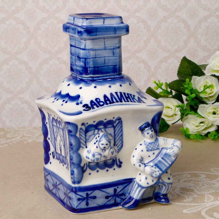 Штоф «Завалинка», 0,5 л, 18 см, гжель