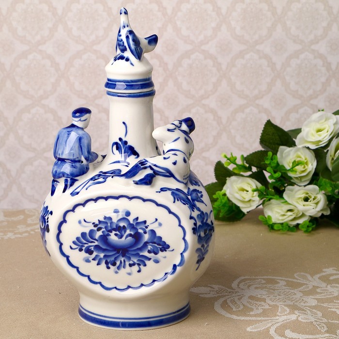 Штоф «Охотник», 0,5 л, 18 см, гжель