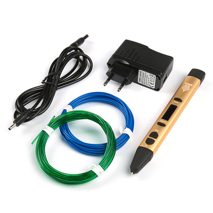 3D ручка SPIDER PEN PRO, ABS, PLA и UNID Pro, цвет: белое золото (+ 2 цвета пластика)